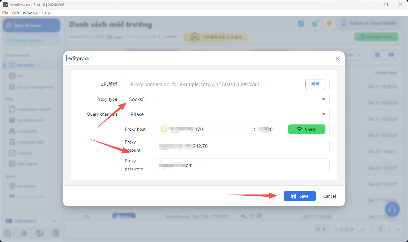 Set up a proxy for NestBrowser Fingerprint Browser